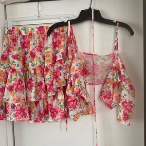 Shein skirt and crop top with tie combo. XL. Never worn.